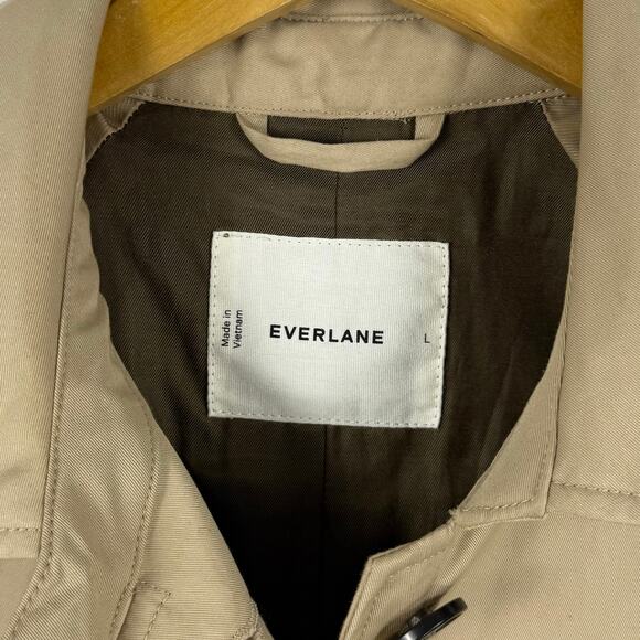 Everlane Women's The Mac Trench Coat Large Cornstalk Khaki Minimalist - Picture 3 of 16